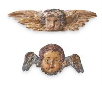A COLD PAINTED LEAD CHERUB MASK, POSSIBLY EARLY 18TH CENTURY