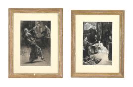 FRENCH SCHOOL (LATE 19TH CENTURY), CONVERSATION AT THE ARTIST'S STUDIO; DANCING IN ARTIST'S STUDIO