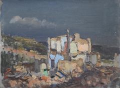 λ EDWARD SEAGO (BRITISH 1910-1974), RUINED HOUSES IN POGGIBONSI