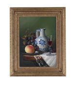 λ RAYMOND CAMPBELL (BRITISH B. 1956), STILL LIFE OF JUG AND FRUIT
