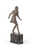 HANS RIEDER, AN ART DECO SILVERED BRONZE MODEL OF A DANCER
