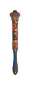 A GEORGE III MINIATURE PAINTED WOOD TIPSTAFF