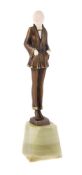 JOSEF LORENZL, PYJAMA SUIT, AN ART DECO PATINATED AND IVORINE INSET MODEL OF A LADY