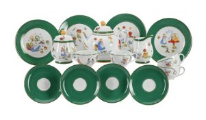 ASPREY LONDON, A PART TEA SERVICE DECORATED BY LE GALLEE, PARIS ON LIMOGES PORCELAIN