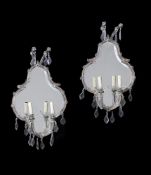 A PAIR OF GLASS FRAMED WALL MIRRORS, PROBABLY VENETIAN