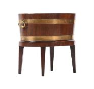 A GEORGE III MAHOGANY AND BRASS BOUND WINE COOLER
