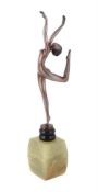 JOSEF LORENZL, ECSTASY, AN ART DECO PATINATED BRONZE MODEL OF A NUDE DANCER
