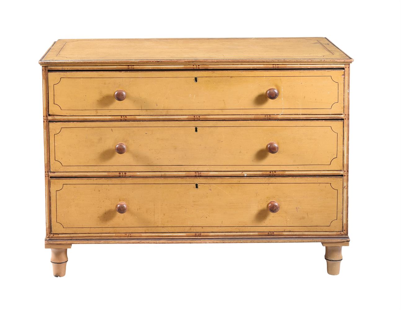 A VICTORIAN SCUMBLED PINE CHEST OF DRAWERS