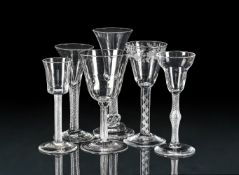 SIX VARIOUS AIRTWIST WINE GLASSES