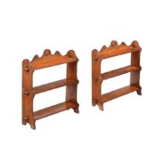 A PAIR OF VICTORIAN OAK WALL SHELVES