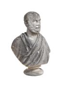 A SCULPTED MARBLE BUST OF A GENTLEMAN