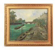 λ ÉMILE GODY (FRENCH 20TH CENTURY), FIGURES ALONG THE SEINE