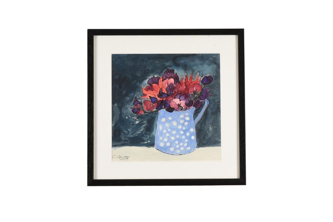CAROLINE CONRAN (BRITISH B. 1939), SWEETPEAS IN A BLUE JUG