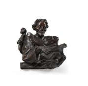 A CARVED WOODEN BUST FIGURE OF ST JOHN THE EVANGELIST