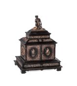 A CONTINENTAL SILVER AND SILVER GILT MOUNTED EBONISED TABLE CABINET AUSTRO-HUNGARIAN SMALL ARTICLE