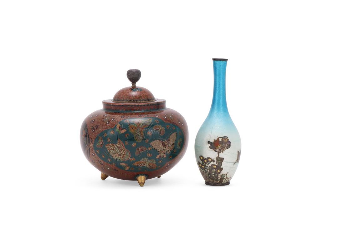 A Japanese Cloisonné Enamel Vase and Cover - Image 1 of 4