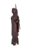 A large Chinese wood figure of Shaolou