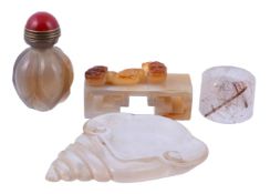 A Chinese agate scroll weight