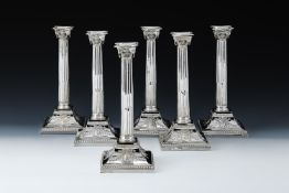 A SET OF SIX VICTORIAN SILVER CANDLESTICKS