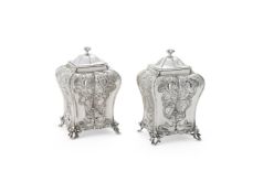 A PAIR OF GEORGE III SILVER TEA CADDIES