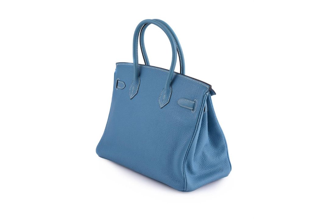 HERMÈS, BIRKIN 30, A BLUE JEAN TOGO LEATHER HANDBAG, CIRCA 2006 - Image 3 of 6