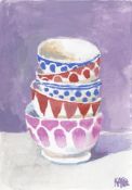 Kaffe Fassett MBE, French Coffee Bowls (found mashop in Morocco), 2023