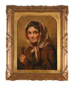 CONTINENTAL SCHOOL (19TH CENTURY), A WOMAN WEARING A HEAD SHAWL