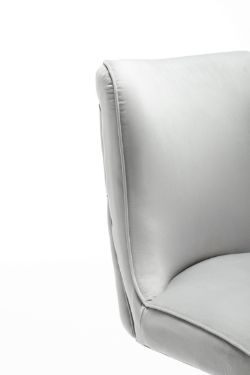 HIGH END LIGHT GREY BARSTOOL - VELVET FABRIC - SEAM DETAIL - BUTTON BACK - BS-200 VVLI/GR