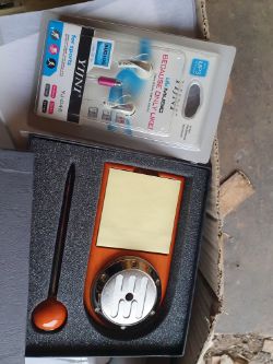 Mixed box post it's and earphones approximately 227 box no 228