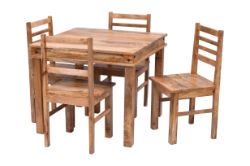 5 X MANGO WOOD 4 SEATER DINING TABLE