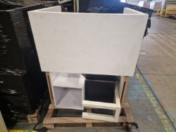 35 PALLETS OF Exhibition Stands WOOD PLYNTHS, TABLES, LASER CUBES, SHELves