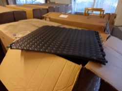 4 BOXES EACH CONTAINS APPROX 56 BLACK GYM MATS