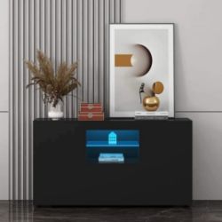 1 PALLET OF 12 BLACK HIGH GLOSS LED SIDEBOARDS