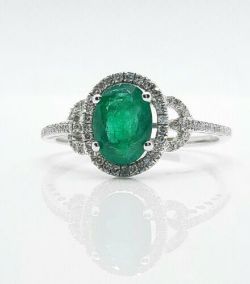 1.20CT EMERALD & DIAMOND RING WHITE GOLD