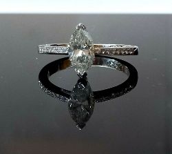 18CT W/G SINGLE STONE MARQUISE CUT DIAMOND RING 1.13 CARATS, COLOUR-G,CLARITY-SI