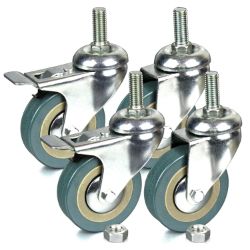 2X H&S 4X HEAVY DUTY 75MM RUBBER SWIVEL CASTOR WHEELS 200KG (50KG EACH)