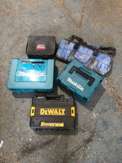 MIXED EMPTY TOOL BOXES AND BAGS MAKITA DEWALT