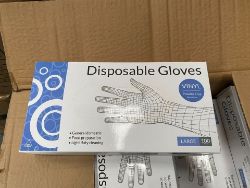 PALLET OF X700 BOXES OF 100 VINYL POWDER FREE LARGE DISPOSABLE WHITE GLOVES RRP £4,200