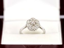 DIAMOND CLUSTER RING 18CT WHITE GOLD LADIES SIZE N 750 3.8G