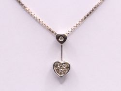DIAMOND HEART PENDANT CHAIN NECKLACE STERLING SILVER SIMULATED LOVE 4.8G