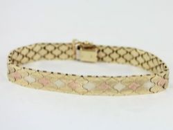 GATE BRACELET 9CT TRI TONE GOLD LADIES STUNNING 375 22.9G