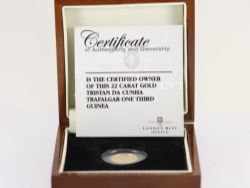 22 CARAT GOLD 2008 TRISTAN DA CUNHA TRAFALGAR ONE THIRD GUINEA PROOF COIN