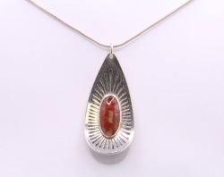 COPPER TURQUOISE GEMSTONE PENDANT CHAIN NECKLACE STERLING SILVER 29G