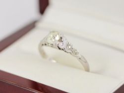 DIAMOND SOLITAIRE RING 18CT WHITE GOLD LADIES SIZE N 750 2.6G