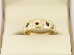 DIAMOND RUBY EMERALD SAPPHIRE RING 14K GOLD SIZE M 3.7G 375