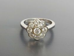 1CT DIAMOND DAISY CLUSTER RING 18CT WHITE GOLD LADIES SIZE L 1/4 750 5G