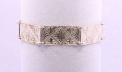 VICTORIAN STYLED STERLING SILVER SLATE CHAIN BRACELET 6.5