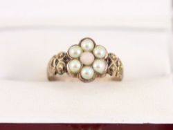 PEARL CLUSTER RING 9CT ROSE GOLD LADIES VINTAGE SIZE K 1/2 375 1.4G