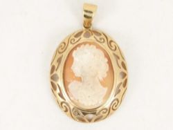 CAMEO PENDANT 9CT GOLD LADIES PENDANT 375 8.9G