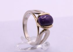 STICHTITE GEMSTONE RING SIZE I GOLD PL STERLING SILVER LADIES PURPLE 3.5G